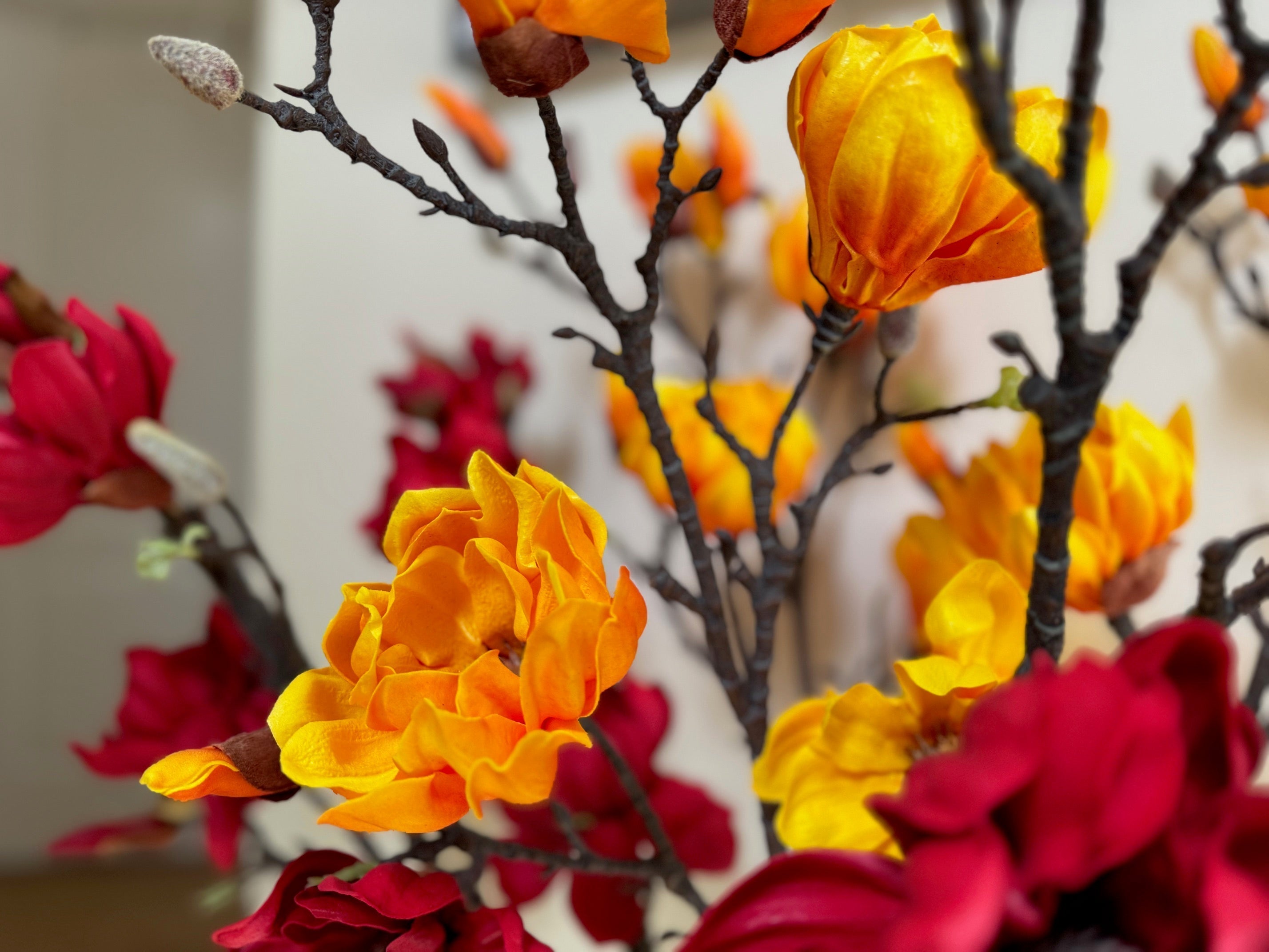 magnolia flowers branches faux