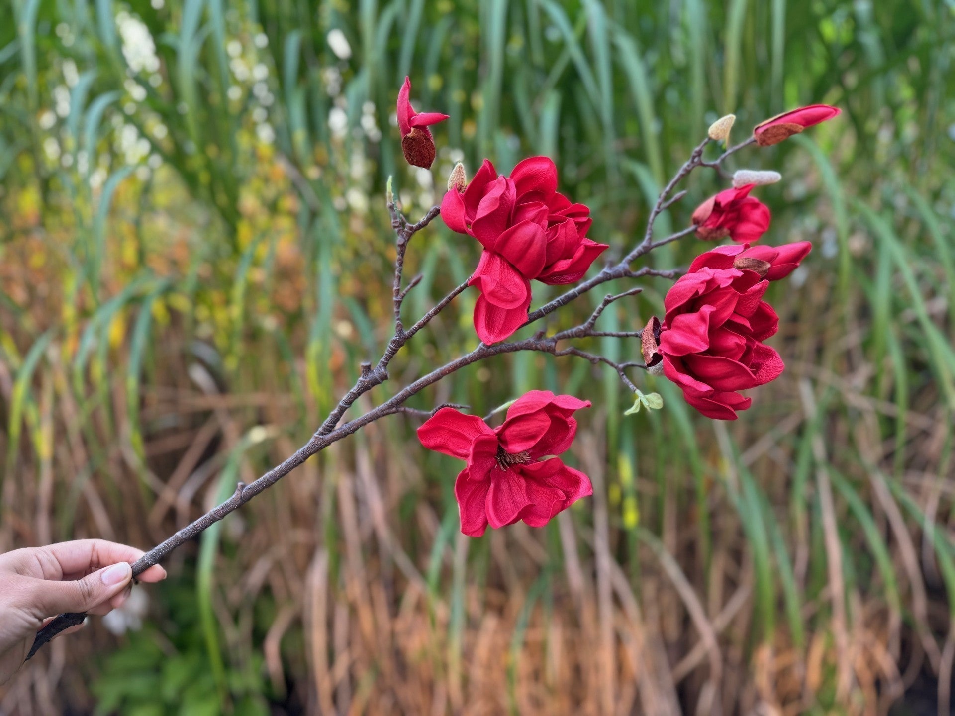 magnolia flowers branches faux