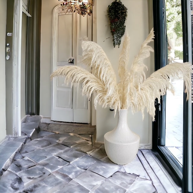 White Pampas Grass 5 Stem Natural Dried Pampas Décor