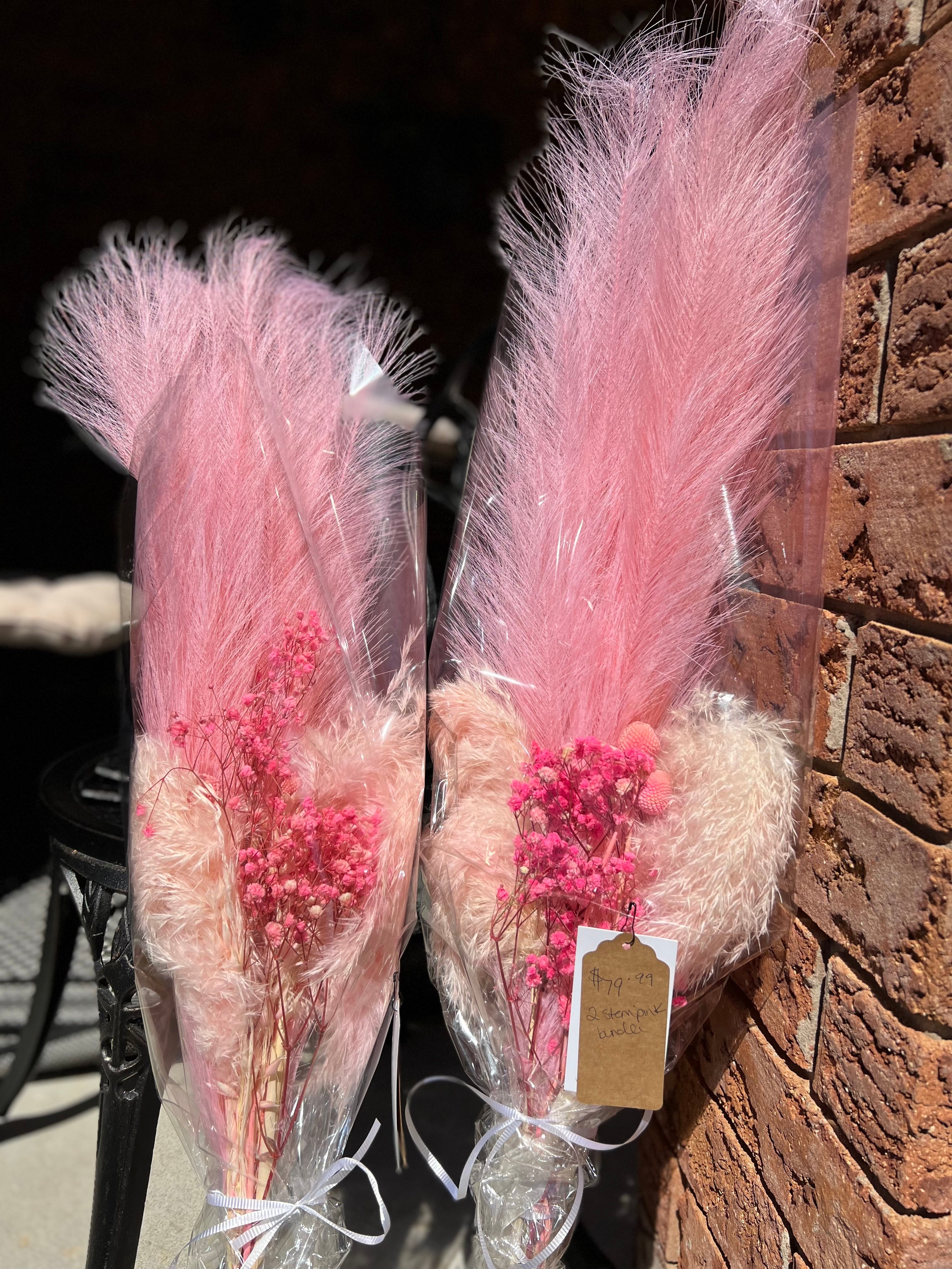 2 Stem Pink Faux Bouquet Artificial Pampas Grass Bouquet