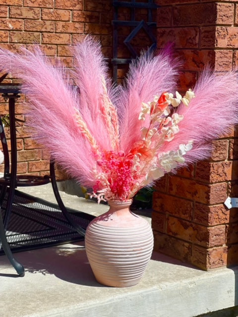 4 Stems Large Pink Faux Bouquet 36" Pampas Grass