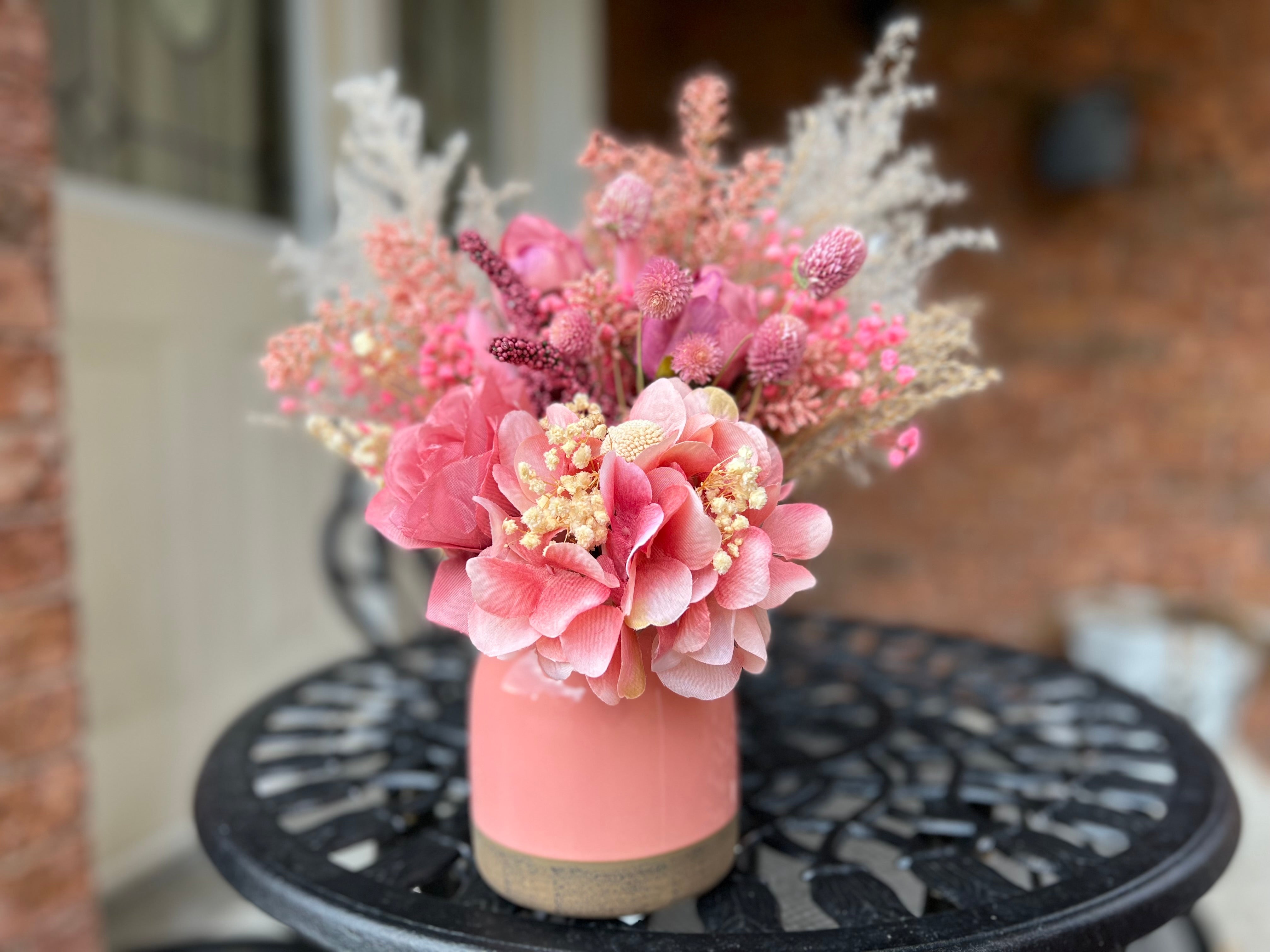 Mini Pink Garden Floral Arrangement Home Décor