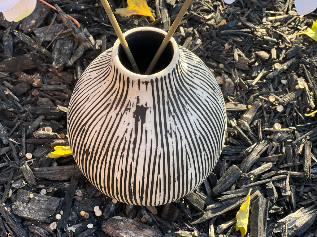 Striped Cement Vase 