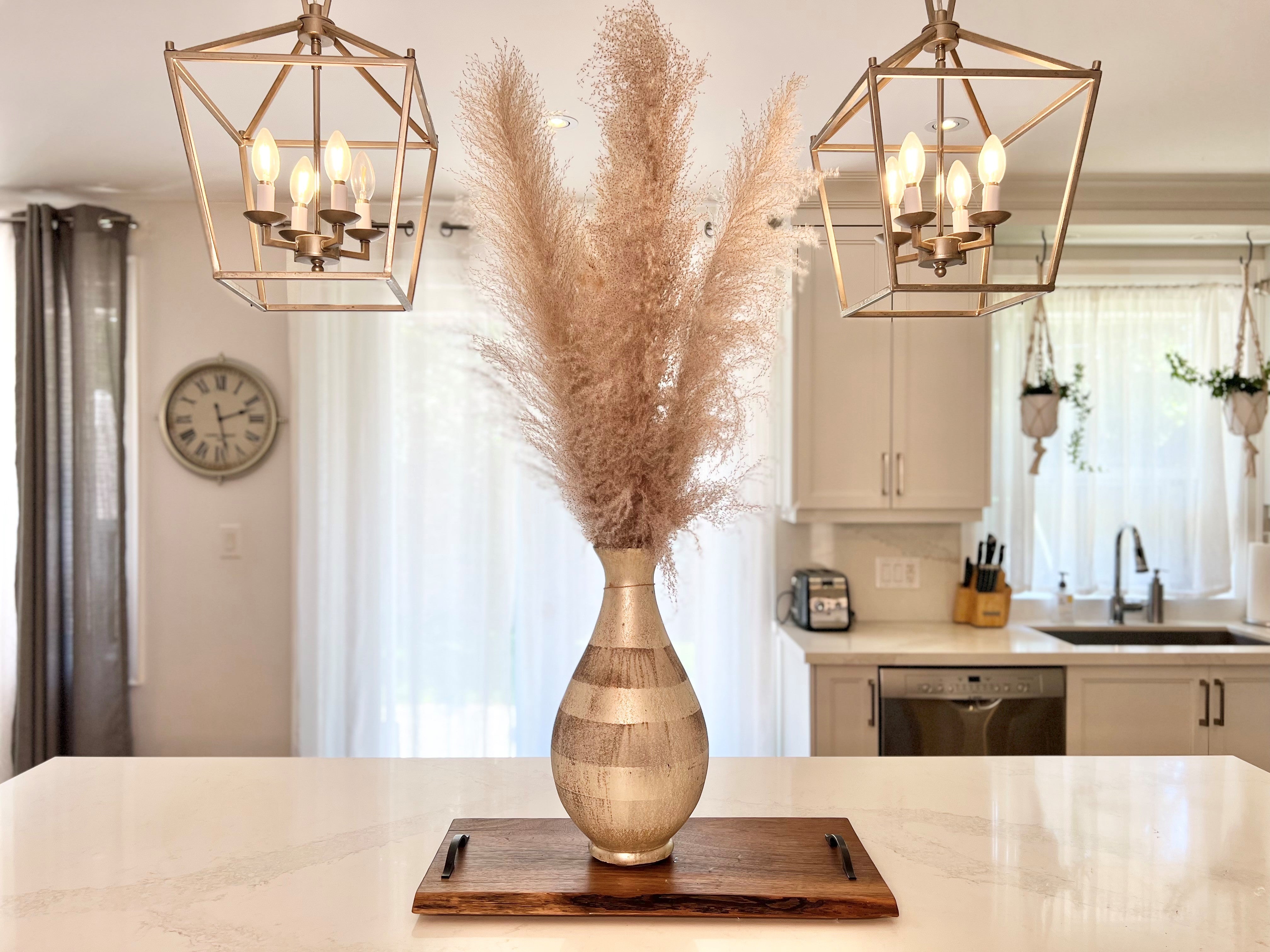 Misty Grey Pampas Grass 3 Stem Natural Dried Pampas